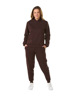 Conjunto Moletom Feminino com Capuz Marrom 08