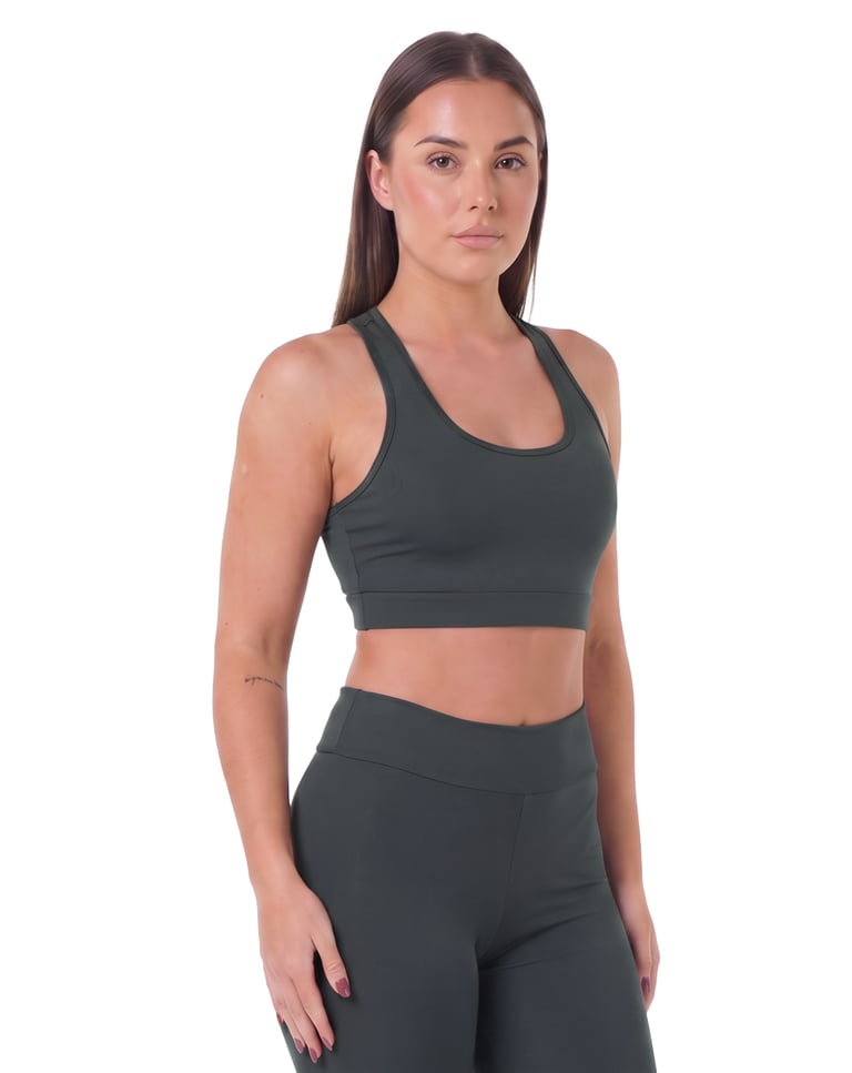Top Nadador Fitness Feminino Cinza Chumbo