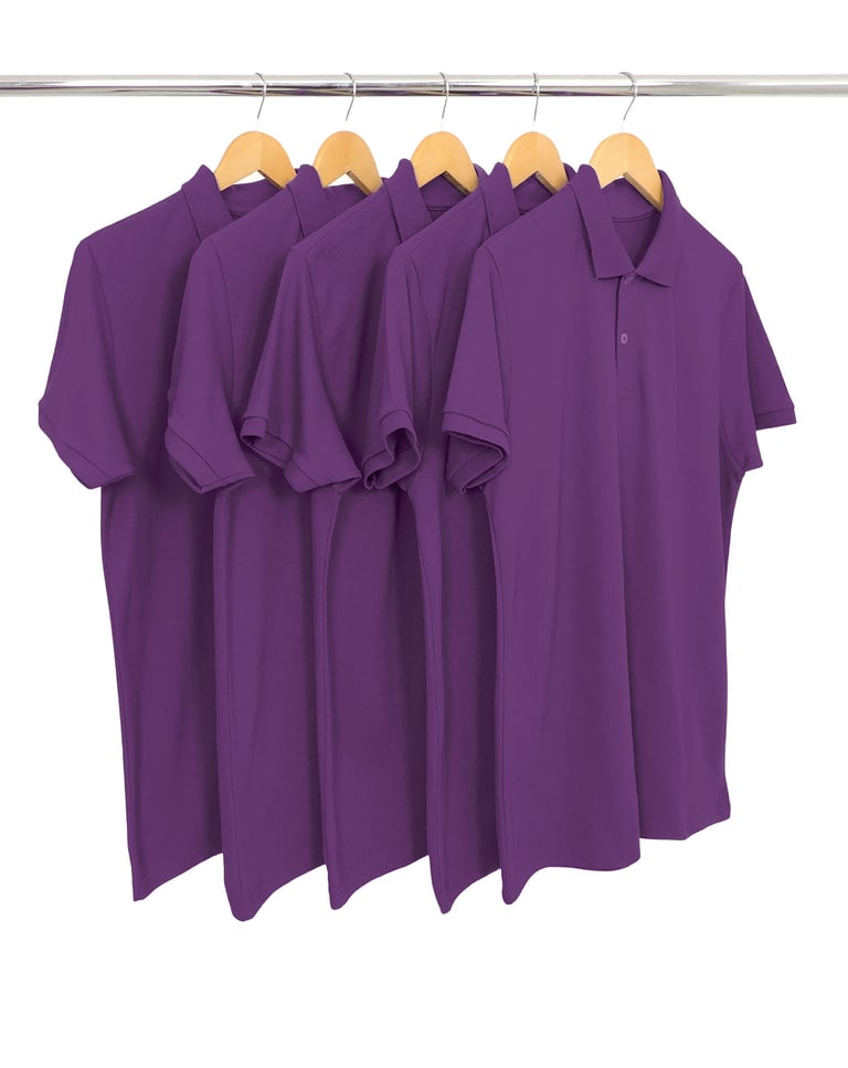 KIT 5 Camisas Polo Piquet Masculina Roxa