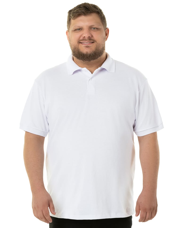 Camisa Polo Piquet Plus Size Masculina Branca