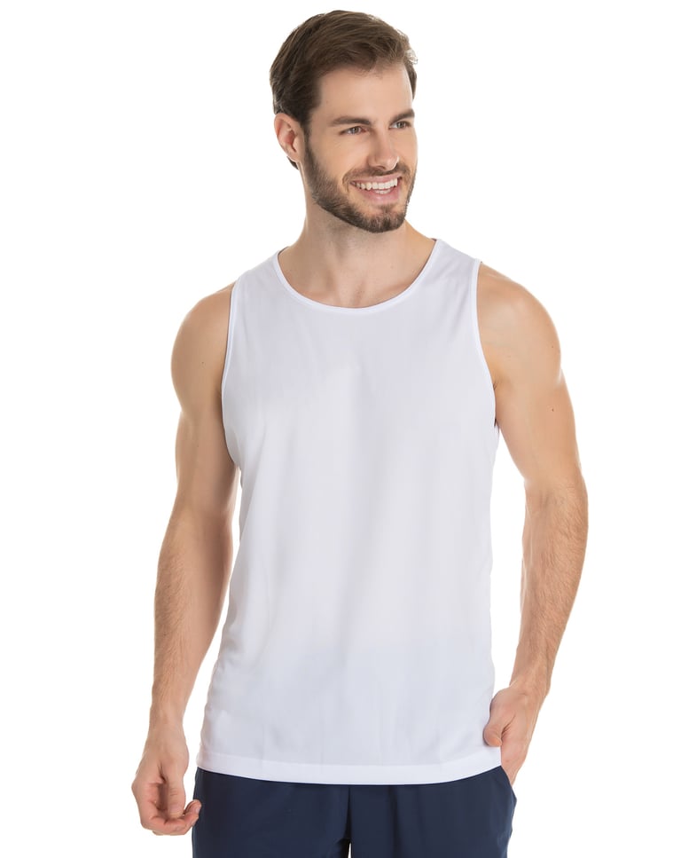 Regata Dry Fit Branca Proteção UV 30+