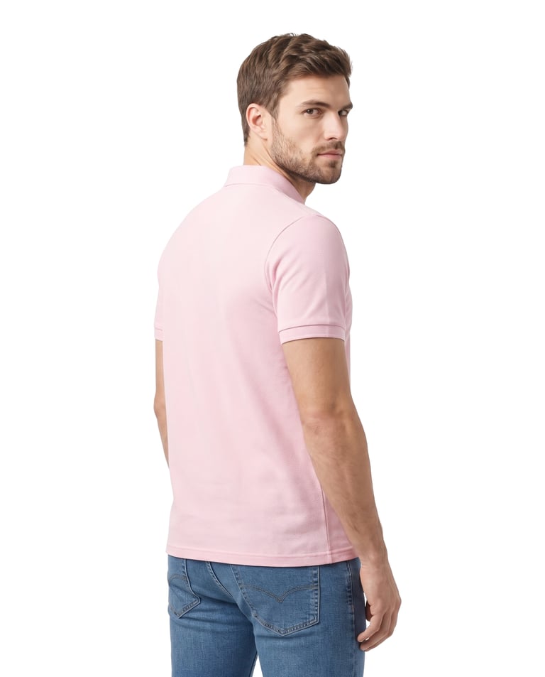 Camisa Polo Piquet Masculina Rosa Claro