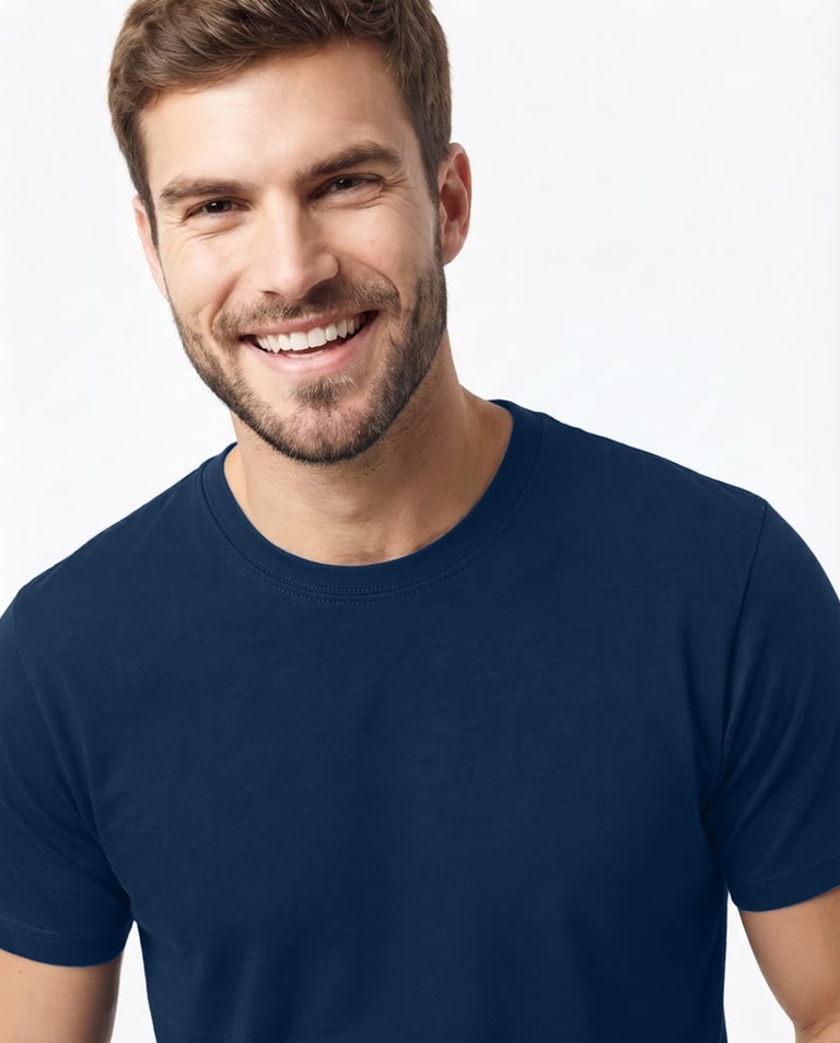 Camiseta de Algodão Premium Azul Marinho