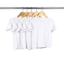 Kit 5 Camisetas Infantil de Algodão Penteado Branca