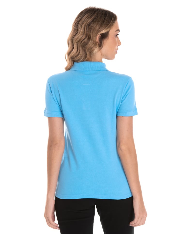 Camisa Polo Piquet Feminina Azul Claro