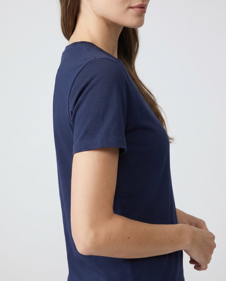 Baby Look de Algodão Premium Azul Marinho