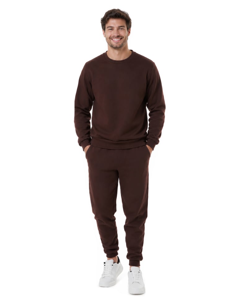Conjunto Moletom Masculino Blusão Marrom 03