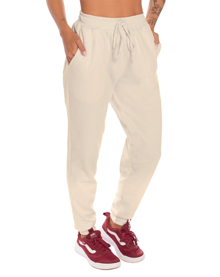 Calça Feminina de Moletom Areia