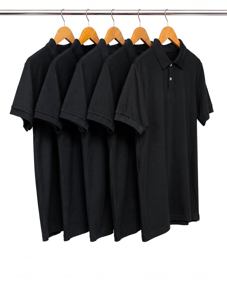 Kit 5 Camisas Polo Piquet Masculinas Pretas