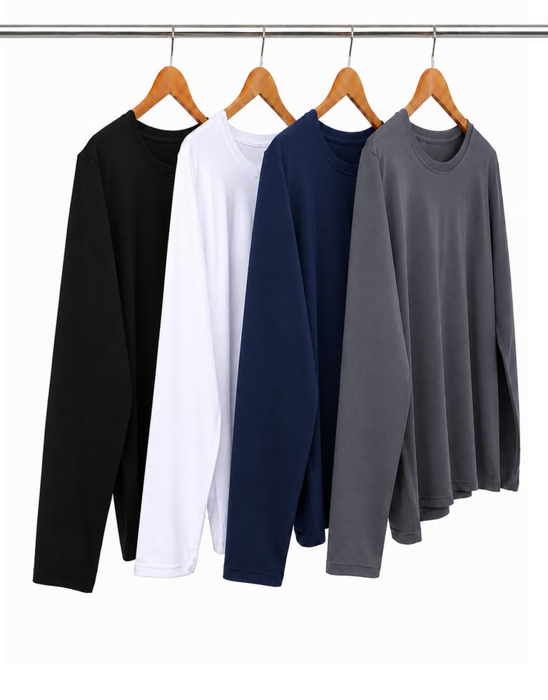 Kit 4 Camisetas Femininas Manga Longa de Algodão Penteado 04