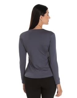 Kit 3 Camisetas Segunda Pele Manga Longa Feminina Cinza Chumbo UV 50+