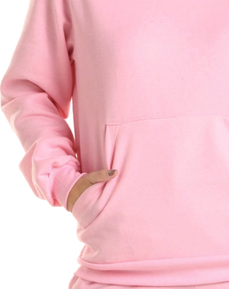 Moletom Canguru com Capuz Feminino Rosa Claro