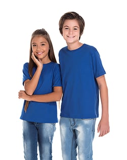Camiseta Juvenil de Algodão Penteado Azul Royal