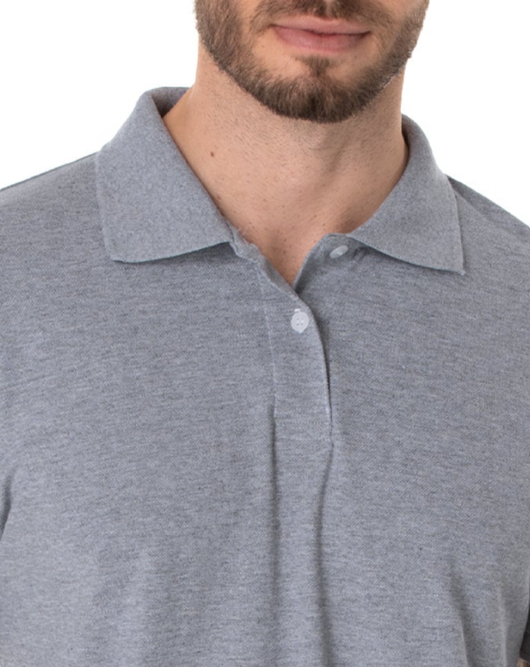 Camisa Polo Piquet Masculina Cinza Mescla