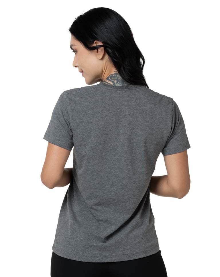 Camiseta de Algodão Egípcio Feminina Mescla Escuro