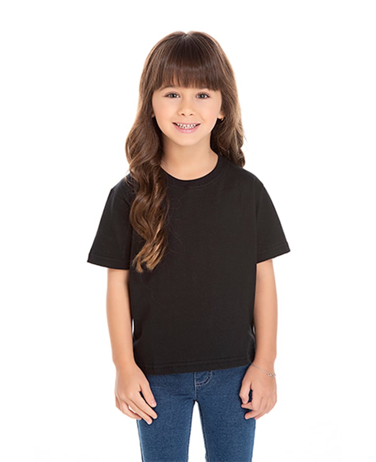 Camiseta Infantil de Algodão Penteado Preta