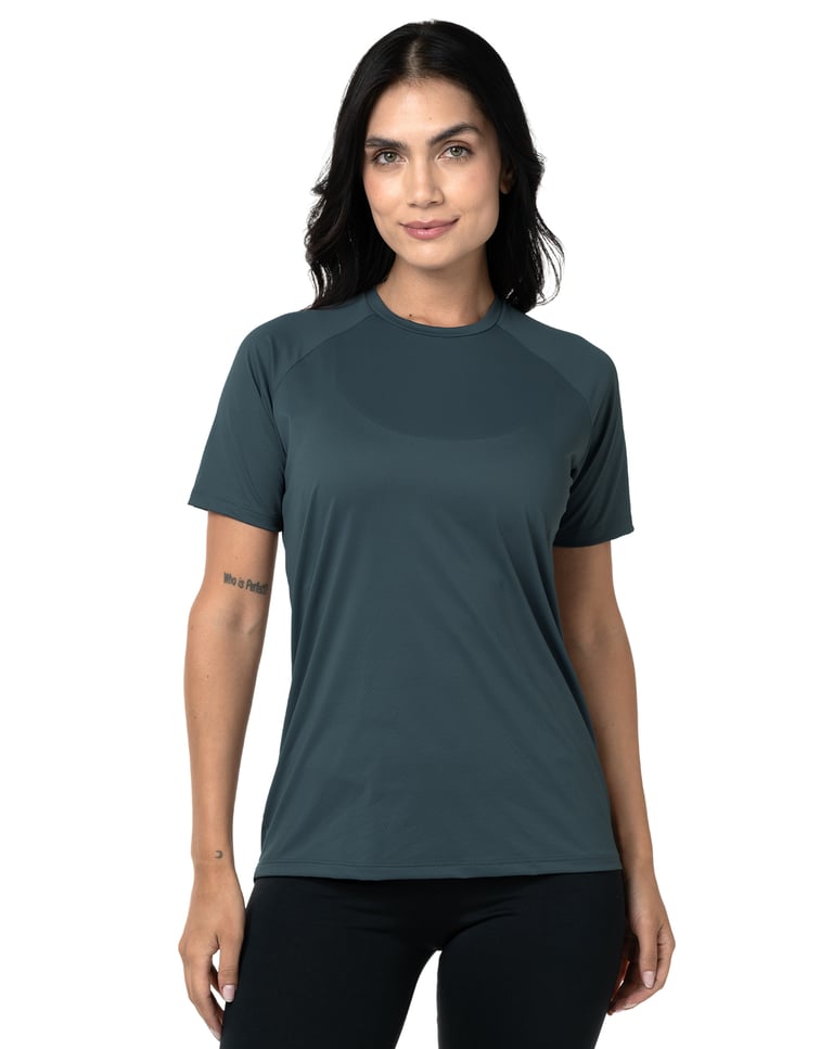 Camiseta Feminina Dry Poliamida Raglan Cinza Titanium