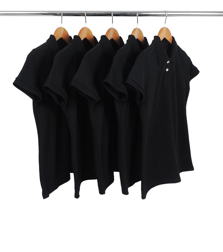 KIT 5 Camisas Polo Piquet Feminina Preta