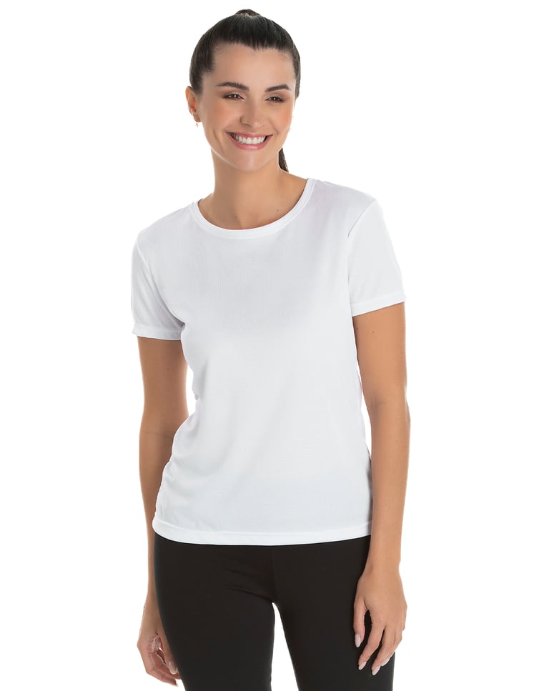 Camiseta Feminina Dry Fit Branca Proteção UV 30+