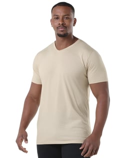 Camiseta Gola V de Algodão Premium Areia