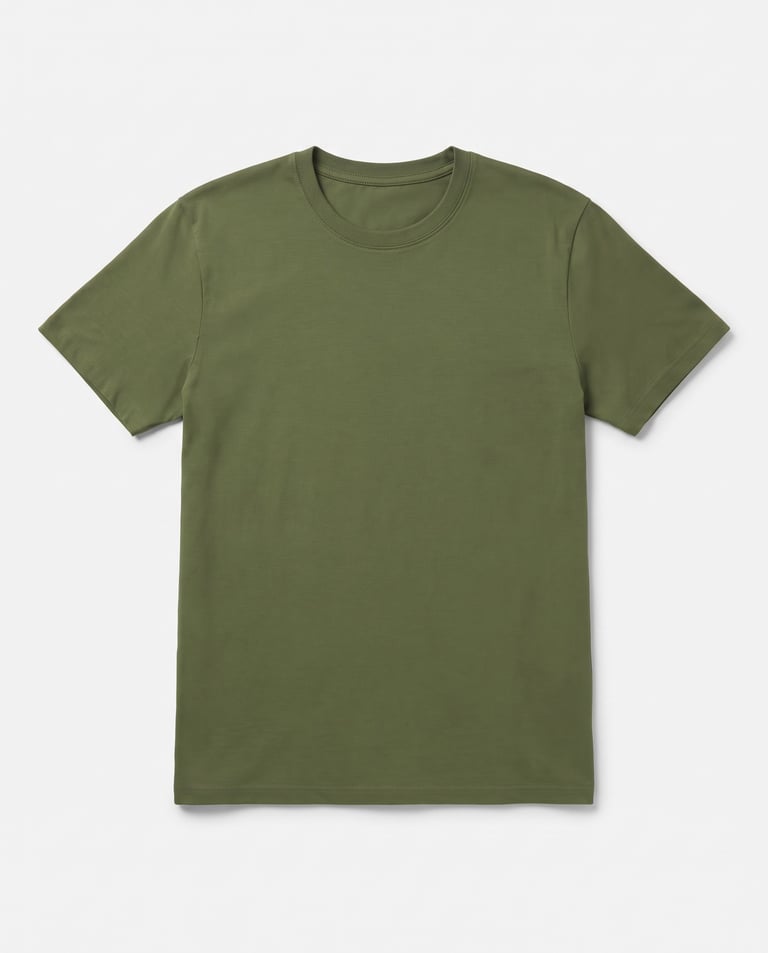 Camiseta de Algodão Premium Verde Militar