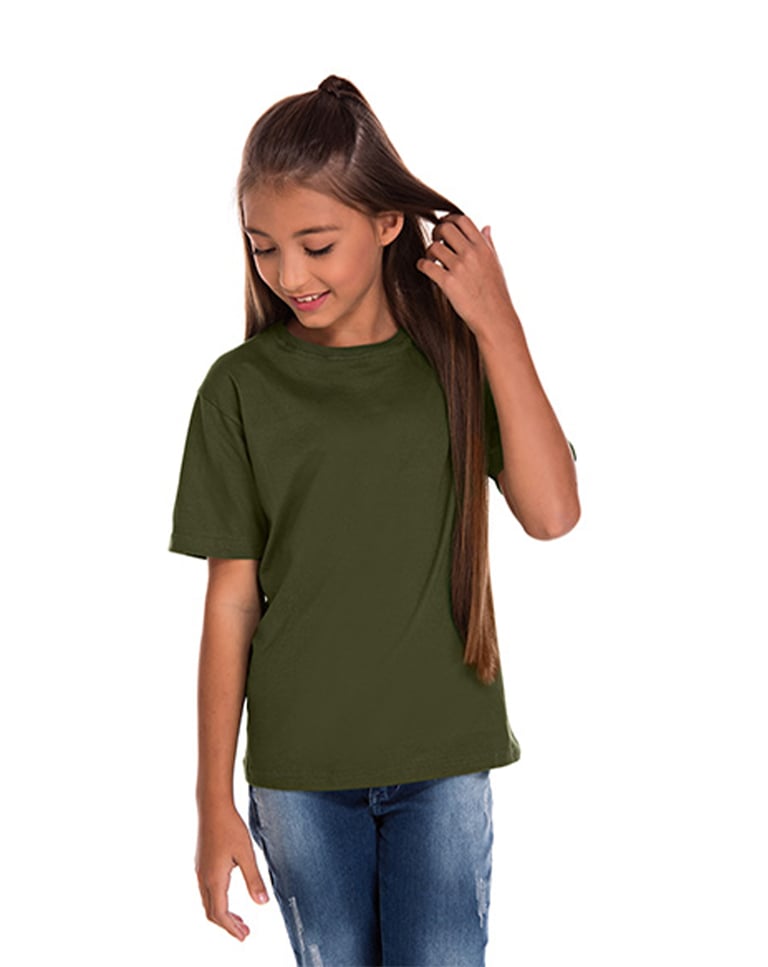 Camiseta Juvenil de Algodão Penteado Verde Musgo
