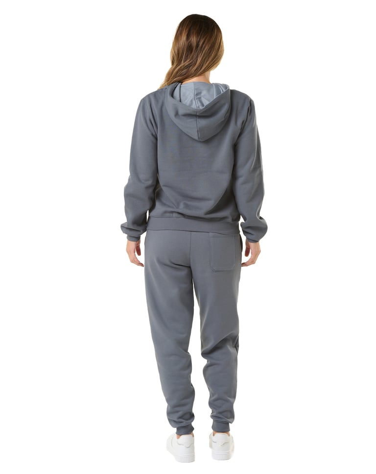 Conjunto Moletom Feminino com Capuz Cinza Chumbo 09