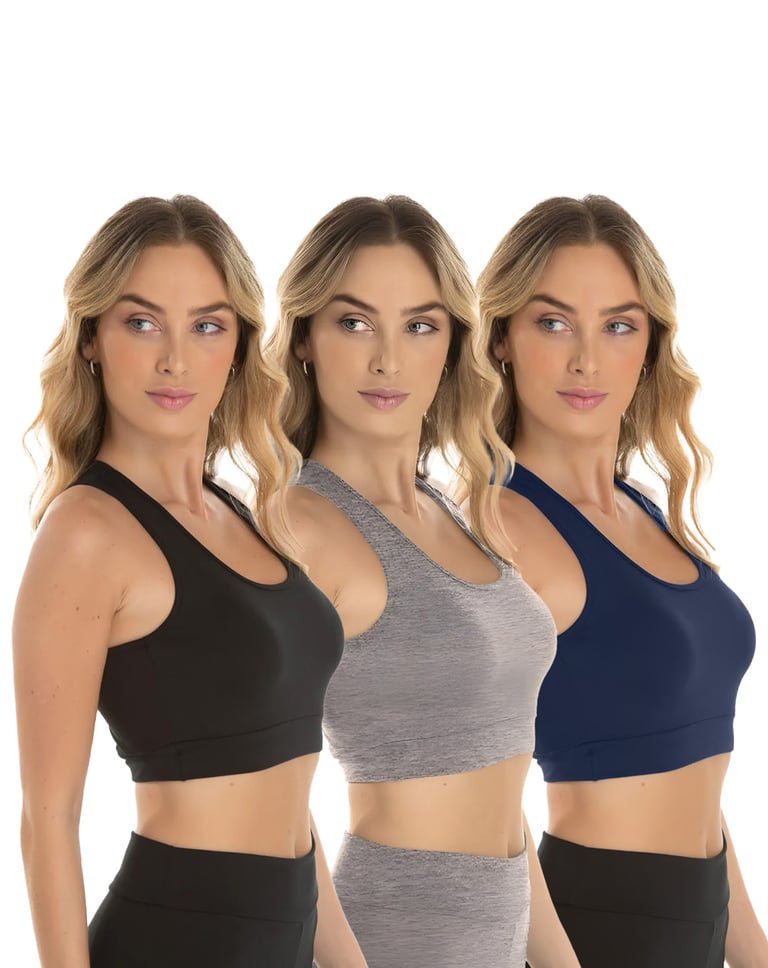 Kit 3 Tops Nadador Fitness Feminino 04