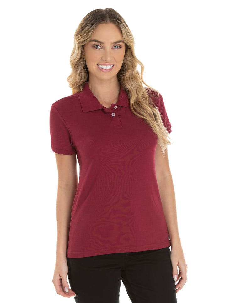 Camisa Polo Piquet Feminina Bordô