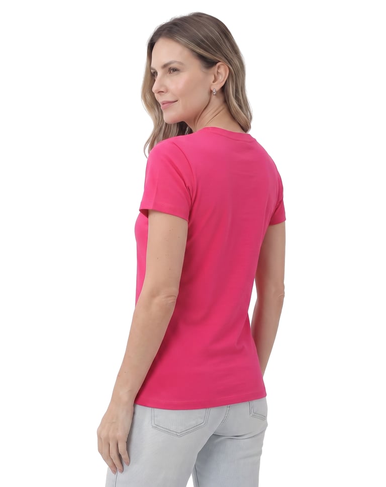 Baby Look de Algodão Premium Rosa Pink