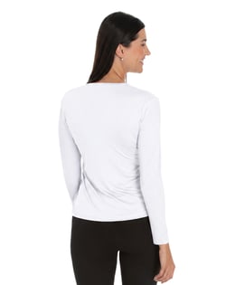 Camiseta Segunda Pele Manga Longa Feminina Branca UV 50+