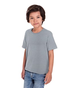 Camiseta Infantil de Algodão Penteado Cinza Mescla