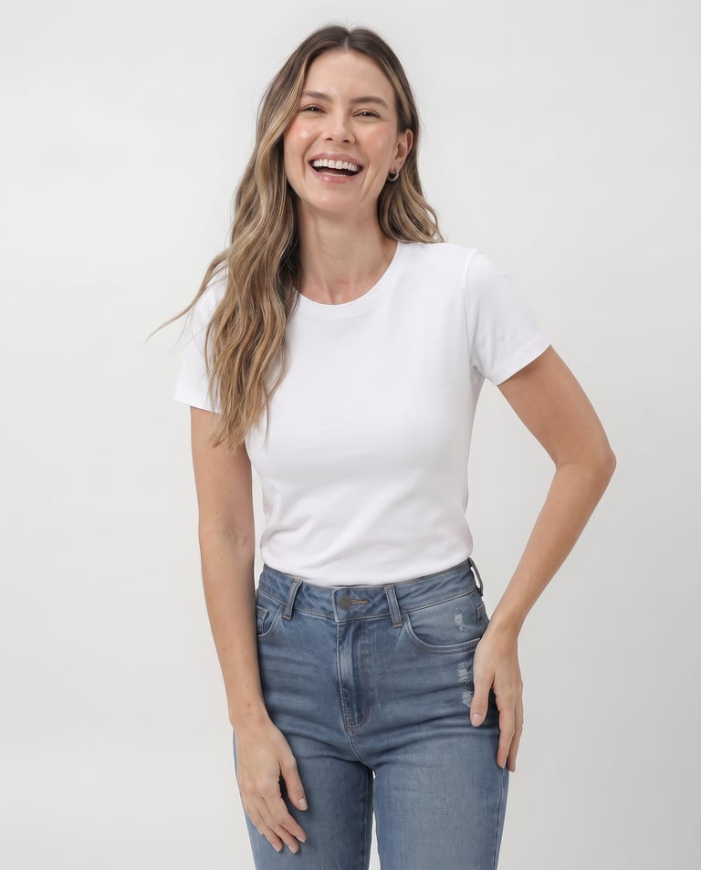 Baby Look de Algodão Premium Branca