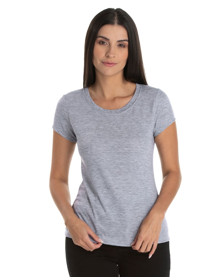 Baby Look PV / Malha Fria Cinza Mescla