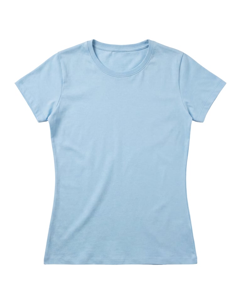 Baby Look de Algodão Premium Azul Claro
