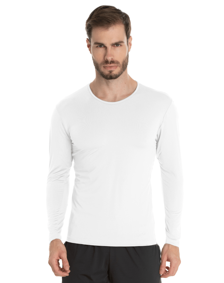 Camiseta Segunda Pele Manga Longa Masculina Branca UV 50+