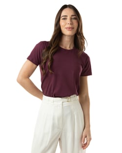 Camiseta de Algodão Egípcio Feminina Bordô