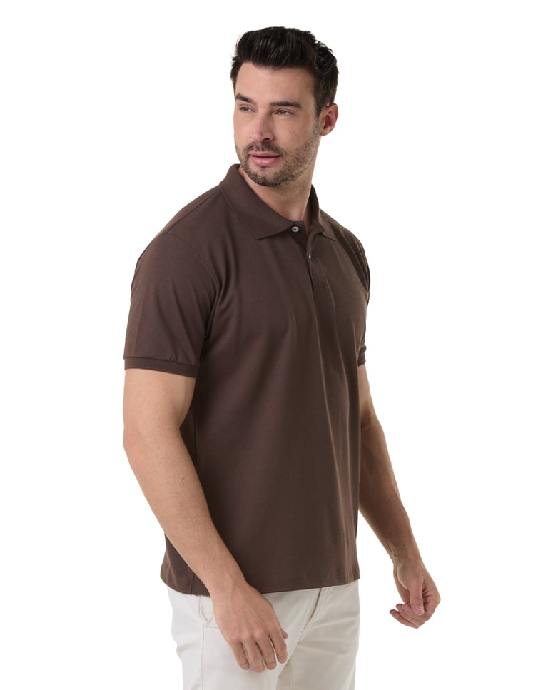 Camisa Polo Piquet Masculina Marrom
