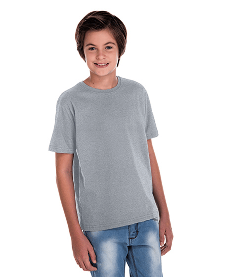 Kit 5 Camisetas Juvenil de Algodão Penteado Cinza Mescla