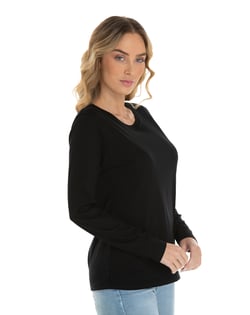 Camiseta Feminina Manga Longa de Algodão Premium Preta
