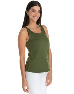 Regata Feminina de Algodão Premium Verde Militar