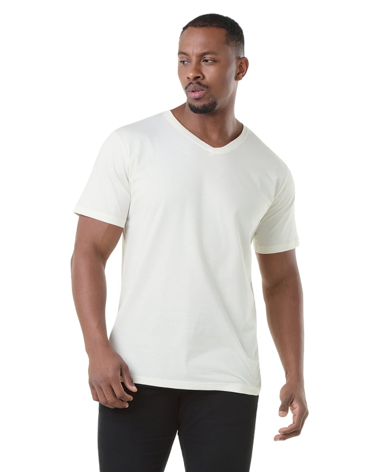 Camiseta Gola V de Algodão Premium Off White