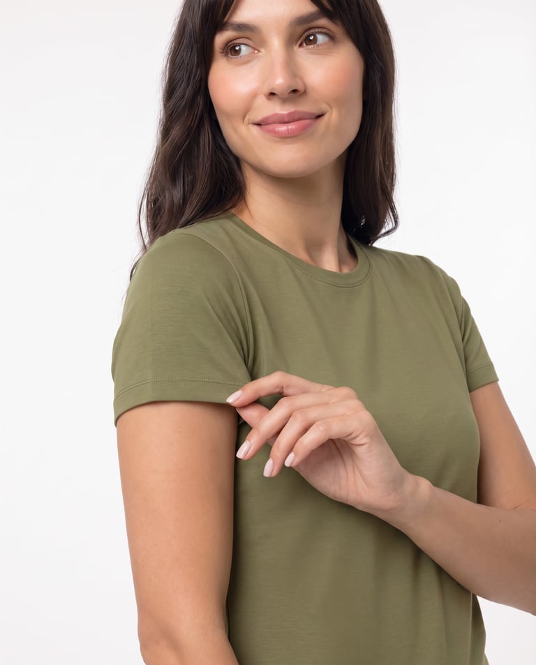 Camiseta Tech Modal Feminina Caqui
