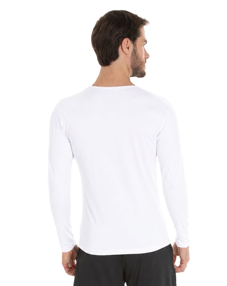 Camiseta Segunda Pele Manga Longa Masculina Branca UV 50+