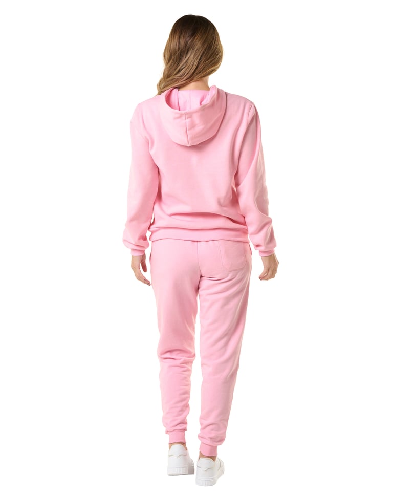 Conjunto Moletom Feminino com Capuz Rosa Claro 07