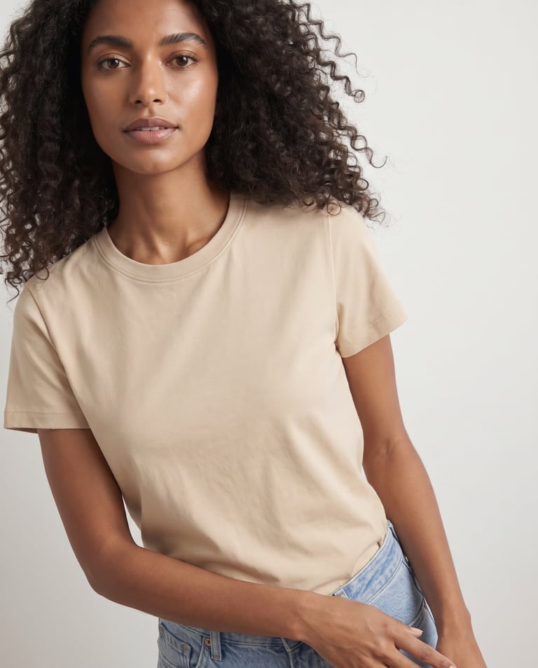 Baby Look de Algodão Premium Areia