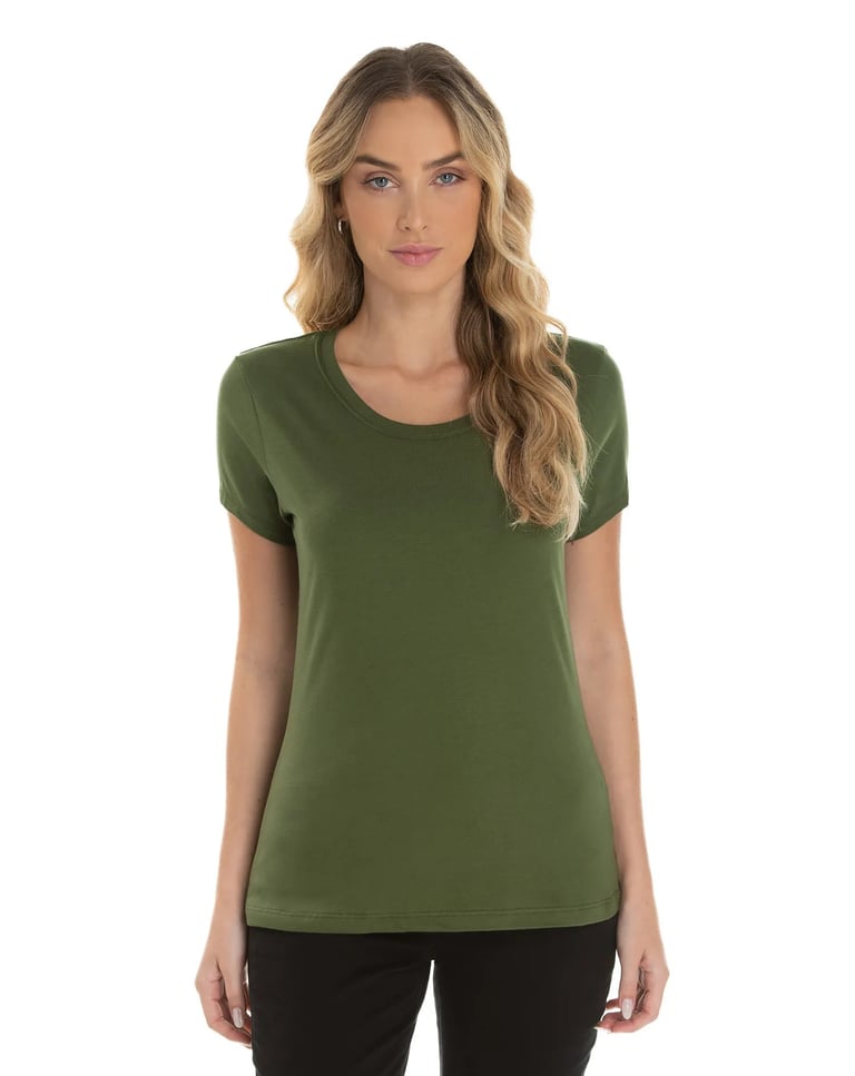Baby Look de Algodão Premium Verde Militar