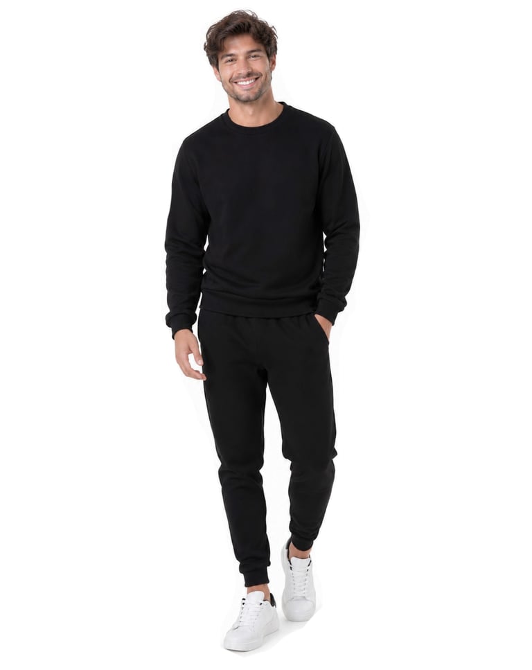 Conjunto Moletom Masculino Blusão Preto 01