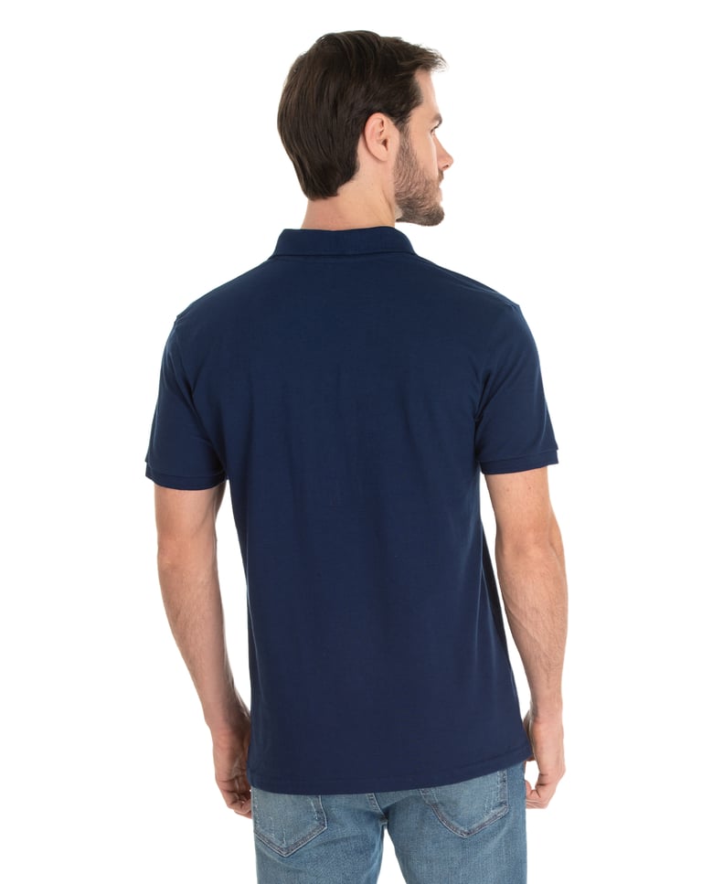 Camisa Polo Piquet Masculina Azul Marinho