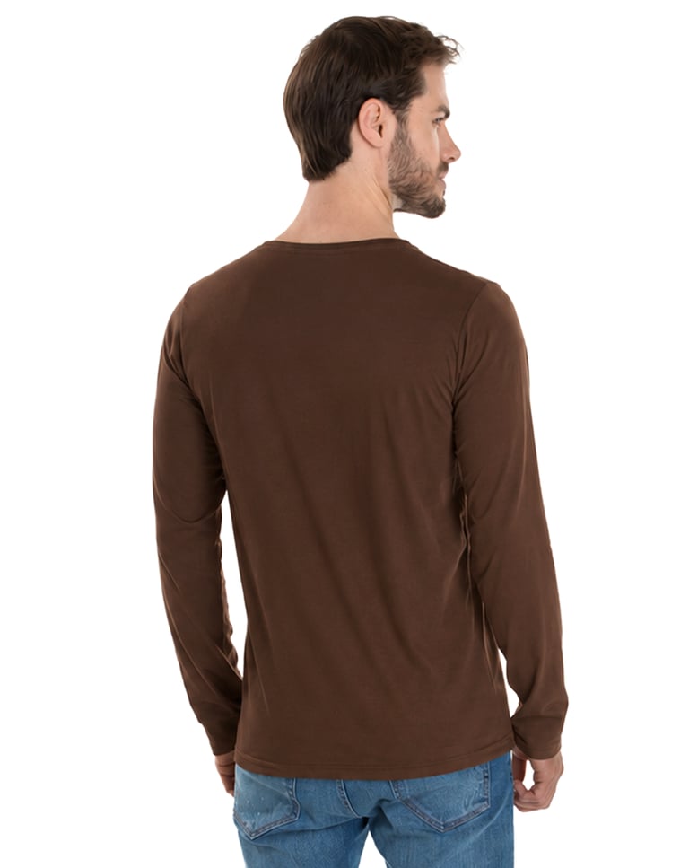 Camiseta Manga Longa de Algodão Premium Marrom
